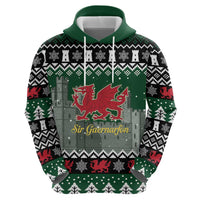 Caernarfonshire Wales Christmas Zip Hoodie Caernarfon Castle Red Dragon - Wonder Print Shop