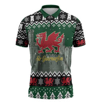 Caernarfonshire Wales Christmas Zipper Polo Shirt Caernarfon Castle Red Dragon - Wonder Print Shop