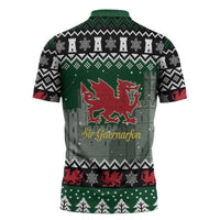 Caernarfonshire Wales Christmas Zipper Polo Shirt Caernarfon Castle Red Dragon - Wonder Print Shop