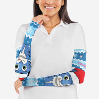 Personalized Blue Tiger Christmas Arm Sleeves Kawaii Derpy Tiger Santa Mode - Wonder Print Shop