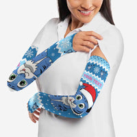 Personalized Blue Tiger Christmas Arm Sleeves Kawaii Derpy Tiger Santa Mode - Wonder Print Shop