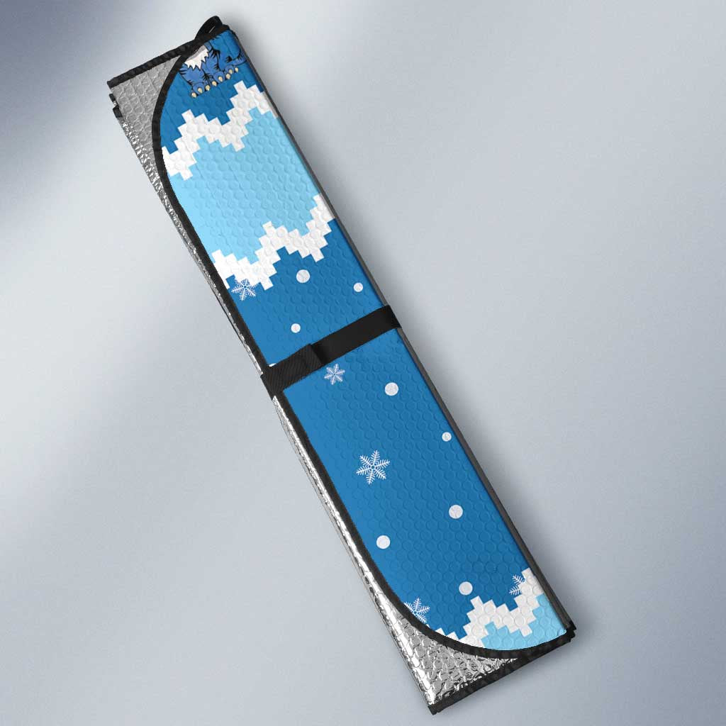 Personalized Blue Tiger Christmas Auto Sun Shade Kawaii Derpy Tiger Santa Mode - Wonder Print Shop