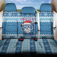 Personalized Blue Tiger Christmas Back Car Seat Cover Kawaii Derpy Tiger Santa Mode - Wonder Print Shop