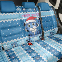 Personalized Blue Tiger Christmas Back Car Seat Cover Kawaii Derpy Tiger Santa Mode - Wonder Print Shop
