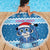 Personalized Blue Tiger Christmas Beach Blanket Kawaii Derpy Tiger Santa Mode - Wonder Print Shop