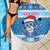 Personalized Blue Tiger Christmas Beach Blanket Kawaii Derpy Tiger Santa Mode - Wonder Print Shop