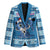 Personalized Blue Tiger Christmas Blazer Kawaii Derpy Tiger Santa Mode - Wonder Print Shop