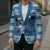 Personalized Blue Tiger Christmas Blazer Kawaii Derpy Tiger Santa Mode - Wonder Print Shop