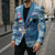 Personalized Blue Tiger Christmas Blazer Kawaii Derpy Tiger Santa Mode - Wonder Print Shop