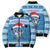 Personalized Blue Tiger Christmas Bomber Puffer Jacket Kawaii Derpy Tiger Santa Mode - Wonder Print Shop