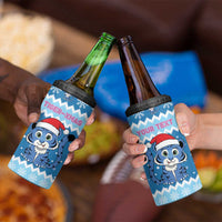 Personalized Blue Tiger Christmas 4 in 1 Can Cooler Tumbler Kawaii Derpy Tiger Santa Mode - Wonder Print Shop