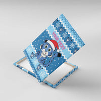 Personalized Blue Tiger Christmas Canvas Wall Art Kawaii Derpy Tiger Santa Mode - Wonder Print Shop