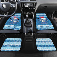 Personalized Blue Tiger Christmas Car Mats Kawaii Derpy Tiger Santa Mode - Wonder Print Shop