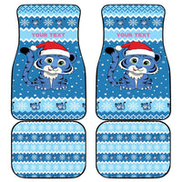 Personalized Blue Tiger Christmas Car Mats Kawaii Derpy Tiger Santa Mode - Wonder Print Shop
