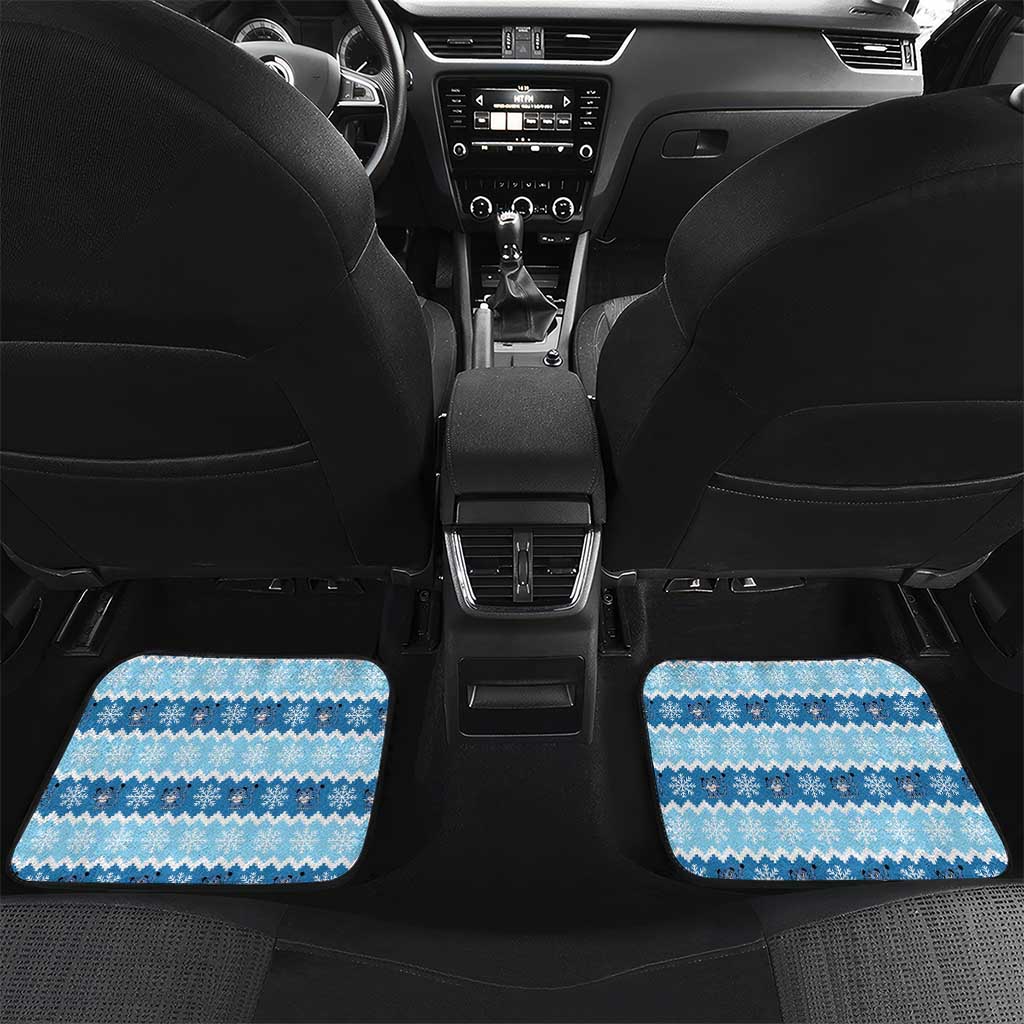 Personalized Blue Tiger Christmas Car Mats Kawaii Derpy Tiger Santa Mode - Wonder Print Shop