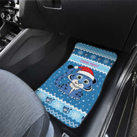 Personalized Blue Tiger Christmas Car Mats Kawaii Derpy Tiger Santa Mode - Wonder Print Shop