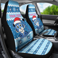 Personalized Blue Tiger Christmas Car Seat Cover Kawaii Derpy Tiger Santa Mode - Wonder Print Shop