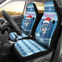 Personalized Blue Tiger Christmas Car Seat Cover Kawaii Derpy Tiger Santa Mode - Wonder Print Shop