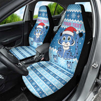 Personalized Blue Tiger Christmas Car Seat Cover Kawaii Derpy Tiger Santa Mode - Wonder Print Shop