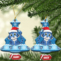 Blue Tiger Christmas Ceramic Ornament Kawaii Derpy Tiger Santa Mode - Wonder Print Shop