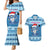 Personalized Blue Tiger Christmas Couples Matching Mermaid Dress and Hawaiian Shirt Kawaii Derpy Tiger Santa Mode - Wonder Print Shop