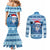 Personalized Blue Tiger Christmas Couples Matching Mermaid Dress and Long Sleeve Button Shirt Kawaii Derpy Tiger Santa Mode - Wonder Print Shop