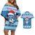 Personalized Blue Tiger Christmas Couples Matching Off Shoulder Short Dress and Hawaiian Shirt Kawaii Derpy Tiger Santa Mode - Wonder Print Shop