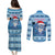 Personalized Blue Tiger Christmas Couples Matching Puletasi and Long Sleeve Button Shirt Kawaii Derpy Tiger Santa Mode - Wonder Print Shop