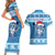 Personalized Blue Tiger Christmas Couples Matching Short Sleeve Bodycon Dress and Hawaiian Shirt Kawaii Derpy Tiger Santa Mode - Wonder Print Shop
