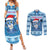 Personalized Blue Tiger Christmas Couples Matching Summer Maxi Dress and Long Sleeve Button Shirt Kawaii Derpy Tiger Santa Mode - Wonder Print Shop