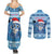 Personalized Blue Tiger Christmas Couples Matching Summer Maxi Dress and Long Sleeve Button Shirt Kawaii Derpy Tiger Santa Mode - Wonder Print Shop