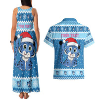 Personalized Blue Tiger Christmas Couples Matching Tank Maxi Dress and Hawaiian Shirt Kawaii Derpy Tiger Santa Mode - Wonder Print Shop