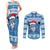 Personalized Blue Tiger Christmas Couples Matching Tank Maxi Dress and Long Sleeve Button Shirt Kawaii Derpy Tiger Santa Mode - Wonder Print Shop