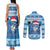 Personalized Blue Tiger Christmas Couples Matching Tank Maxi Dress and Long Sleeve Button Shirt Kawaii Derpy Tiger Santa Mode - Wonder Print Shop