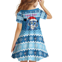 Personalized Blue Tiger Christmas Family Matching Mermaid Dress and Hawaiian Shirt Kawaii Derpy Tiger Santa Mode - Wonder Print Shop