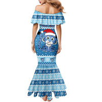 Personalized Blue Tiger Christmas Family Matching Mermaid Dress and Hawaiian Shirt Kawaii Derpy Tiger Santa Mode - Wonder Print Shop