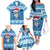 Personalized Blue Tiger Christmas Family Matching Off The Shoulder Long Sleeve Dress and Hawaiian Shirt Kawaii Derpy Tiger Santa Mode - Wonder Print Shop