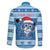 Personalized Blue Tiger Christmas Family Matching Off The Shoulder Long Sleeve Dress and Hawaiian Shirt Kawaii Derpy Tiger Santa Mode - Wonder Print Shop