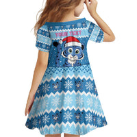 Personalized Blue Tiger Christmas Family Matching Off Shoulder Maxi Dress and Hawaiian Shirt Kawaii Derpy Tiger Santa Mode - Wonder Print Shop