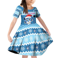 Personalized Blue Tiger Christmas Family Matching Off Shoulder Short Dress and Hawaiian Shirt Kawaii Derpy Tiger Santa Mode - Wonder Print Shop