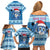 Personalized Blue Tiger Christmas Family Matching Off Shoulder Short Dress and Hawaiian Shirt Kawaii Derpy Tiger Santa Mode - Wonder Print Shop