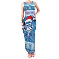 Personalized Blue Tiger Christmas Family Matching Tank Maxi Dress and Hawaiian Shirt Kawaii Derpy Tiger Santa Mode - Wonder Print Shop