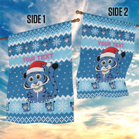 Personalized Blue Tiger Christmas Garden Flag Kawaii Derpy Tiger Santa Mode - Wonder Print Shop