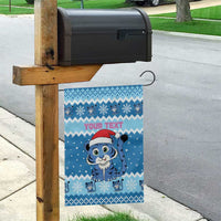 Personalized Blue Tiger Christmas Garden Flag Kawaii Derpy Tiger Santa Mode - Wonder Print Shop