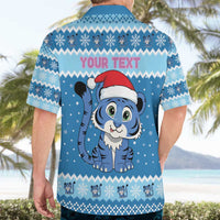 Personalized Blue Tiger Christmas Hawaiian Shirt Kawaii Derpy Tiger Santa Mode - Wonder Print Shop