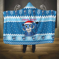 Personalized Blue Tiger Christmas Hooded Blanket Kawaii Derpy Tiger Santa Mode - Wonder Print Shop