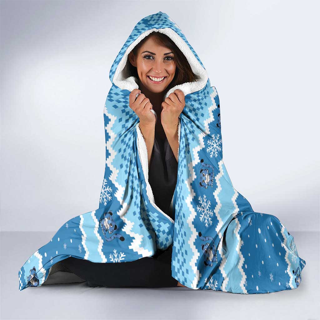 Personalized Blue Tiger Christmas Hooded Blanket Kawaii Derpy Tiger Santa Mode - Wonder Print Shop