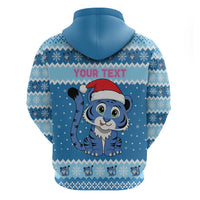 Personalized Blue Tiger Christmas Hoodie Kawaii Derpy Tiger Santa Mode - Wonder Print Shop