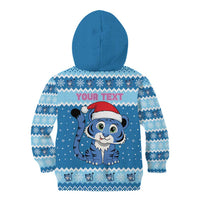 Personalized Blue Tiger Christmas Kid Hoodie Kawaii Derpy Tiger Santa Mode - Wonder Print Shop