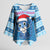 Personalized Blue Tiger Christmas Kimono Sleeve Blouse Kawaii Derpy Tiger Santa Mode - Wonder Print Shop